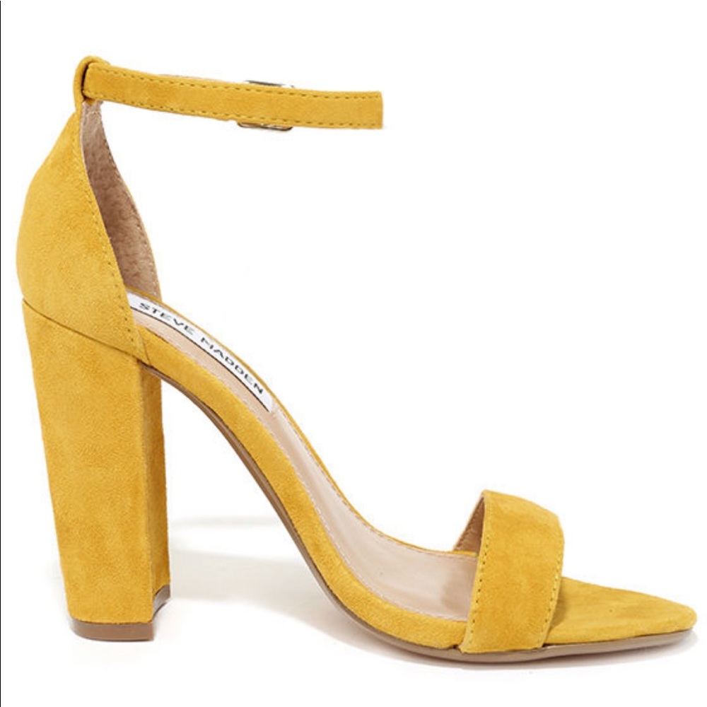 Steve Madden Carsson Yellow Suede Strappy Heels 💛